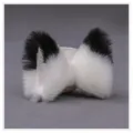Pinces à cheveux Lolita en peluche d'oreilles d'animaux, blocs bicolores noir blanc accessoires. - Oreilles de renard pointues - Blanc et noir