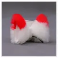 Jolie pince à cheveux oreilles de chat en peluche style Lolita rouge blanc duveteux. - Oreilles de renard pointues - Blanc et rouge
