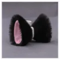 Pinces a cheveux oreilles de bete en peluche Lolita, accessoires chat et renard bicolores. - Q-Oreilles de renard noires pointues - Intérieur rose