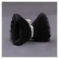 Pinzas de pelo de orejas de gato de felpa negra Lolita lindo animal cosplay accesorio - Orejas de zorro puntiagudas Q - Exterior negro, interior negro