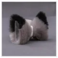 Pince a cheveux oreilles animaux peluche lolita degrade noir gris chat renard accessoire detail - Q-Oreilles de renard 01 - Gris et noir (Intérieur gris)