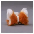 Pinces a cheveux d'oreilles de bete en peluche Lolita, jolies epingles a cheveux de chat renard. - Oreilles de renard pointues Q - Extérieur camel et blanc, intérieur chair