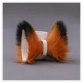 Bonitas horquillas de pelo de orejas de animales Lolita, piel sintética naranja y negra gato. - Orejas de zorro puntiagudas Q - Exterior camello y negro, interior nude