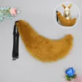 Fluffy faux fur cosplay fox tail with adjustable strap anime costume accessory for party. - Phantom Moon Fox Tail - Camel