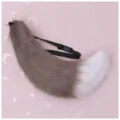 Fluffy Faux Fur Animal Tail Cosplay Costume Accessory with Adjustable Strap and Buckle - Q-9cm Long Fur Fox Tail - Grey and White