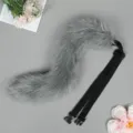 Plush animal tail costume prop with adjustable strap for Halloween party cosplay gray - Upgraded Animal Tail for Headband Style - Grey