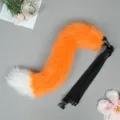 Cosplay orange white fox tail wolf tail animal tail costume accessory for party Halloween - Upgraded Animal Tail for Headband Style - Orange & White