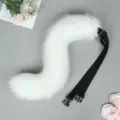 White Faux Fur Animal Tail Cosplay Costume Prop for Halloween Party and Anime Conventions - Upgraded Animal Tail for Headband Style - White