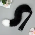 Plush animal tail cosplay prop black and white wolf cat tail with adjustable strap for party - Upgraded Animal Tail for Headband Style - Black & White