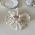 Elegant cream white four-layer lace flower edge scrunchie hair tie for stylish women - Off-White Patchwork Lace