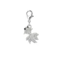 Gedetailleerde weergave van zilveren goudvisbedeltje met fonkelende strassteentjes - Zilveren Strass Goudvis Hanger (LXK-DGB1896)
