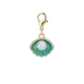 Gedetailleerde weergave van een groenblauwe schelphanger met parel en kristallen - Turquoise Sint-jakobsschelp Parel Hanger (LXK-DGB1885)