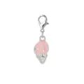 Gedetailleerde zilveren karabijnsluiting bedeltje met een roze emaille schelphanger - Roze Wulk Hanger (LXK-DGB1856)