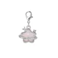 Close-up of a pink star charm with lobster clasp featuring a cute planet ring design - Silver Pink Star Planet (LXK-DGB1846)