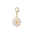 Detailed macro view of a daisy flower charm with a gold lobster clasp for DIY jewelry - White Daisy Style (LXK-DGB1348) / 1 Piece