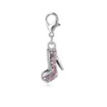 Detailed view of a silver stiletto shoe charm featuring pink crystal embellishments - Silver High Heel Shape (LXK-DGB362) / 1 Piece