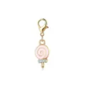 Cute gold lollipop charm with pink enamel and sparkling crystals for DIY bracelets - Lollipop Shape (LXK-DGB347) / 1 Piece
