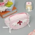 Handmade Y2K medical nurse hat lolita cosplay angel headdress sweet pink lace hair accessory - Pink