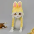 Personalisierte gelbe Hase Furry Kigurumi Maske Kopfbedeckung Anime Cosplay Plüsch Zopf - Kaninchen Maskottchen Kopf / Bernsteinweiß