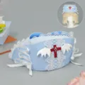 Handmade Y2K medical nurse hat Lolita angel headwear cosplay photo prop with lace and cross. - Blue