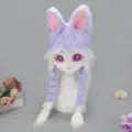 Flauschige Kigurumi Kaninchen Maske mit lila geflochtenem Haar für Cosplay und Events. - Kaninchen Maskottchen Kopf / Violett Weiß