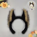 Diadema de orejas de bestia de peluche negro marrón lobo demonio cosplay para fiesta - Diadema de Orejas de Zorro / Camel