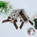 Diadema Lolita hecha a mano cinta de cuadros marrones lazo encaje accesorio pelo - Diadema de Cuadros Galleta
