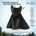 Masque de protection solaire extérieur noir respirant avec tissu frais et indice UPF 50+ - Protection du Cou Prolongée / Noir d'Encre