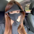 Masque de protection solaire UV intégrale et visière à large bord noir pour conduire - Style à Capuche et Large Bord / Noir