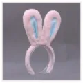 Cerchietto per capelli con orecchie di coniglio in peluche rosa morbido cosplay lolita - Cerchietto con orecchie da coniglio Q stile D - rosa e blu