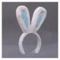 Cerchietto con orecchie di coniglio in peluche bianco e blu, accessorio Lolita JK. - Cerchietto orecchie da coniglio Q Stile D - Bianco e blu