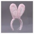 Grazioso cerchietto con orecchie da coniglio in peluche rosa, accessori per capelli. - Cerchietto con orecchie di coniglio stile D - Rosa e bianco