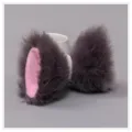 Suaves pinces à cheveux douces oreilles de chat Lolita duveteuses, fausse fourrure grise et rose. - Oreilles de renard pointues Q - Extérieur gris foncé, intérieur rose