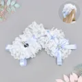 Sweet Lolita lace hair bow headband in light blue, cute bowknot KC hair hoop variant. - One Size / Bunny Headband - Blue