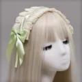 Diadema Lazo Encaje Lolita Verde Fruta Accesorio Cabello Lindo para Mujer Estilo Dulce - Verde Fruta