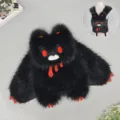 Sac a dos ours en peluche noir gothique avec yeux de diable rouges et style rock y2k - Sac à dos ours Crit - Noir