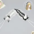 Χειροποίητος δαντελωτός φιόγκος μαλλιών λόλιτα μαύρο και λευκό κλιπ μαλλιών anime - Polychromi Kordela - Mayro