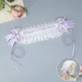 Μωβ λευκή δαντέλα Lolita στέκα χειροποίητος φιόγκος κάλυμμα κεφαλιού αξεσουάρ μαλλιών SKU - Kordela Vanilia - Mov