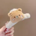 Pince à cheveux ours en peluche mignon, grande pince crocodile pour coiffure d'hiver - Pince Double Face Ours en Peluche