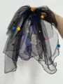 Halloween black ghost bride veil with colorful pom poms and integrated glowing LED lights - 7# Colorful Ball Pumpkin Veil Clip (With Light)