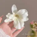 Elegant white orchid hair clip 3D simulated flower hair accessory size approx 4cm - 2# Orchid Hair Clip - Milky White / Approx. 4cm