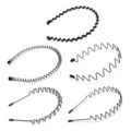 Set de cinco diademas onduladas de metal negro para peinado y deportes de hombres - Stately Style / 5 Piezas