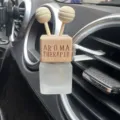 Car vent perfume bottle, 8ml frosted glass essential oil aromatherapy diffuser with wooden cap. - Lettered Lid / 8ml