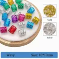Anelli per capelli colorati traforati per dreadlocks 10x10mm - Clip per Dreadlock (1#) / 10 Pezzi/Confezione / Oro