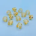 Anelli per capelli dorati traforati per dreadlocks e accessori per trecce da festival - Clip per Dreadlock a Tre Linee (7#) / 10 Pezzi/Confezione / Oro