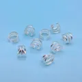 Eleganti anelli per capelli intrecciati argento per dreadlocks e acconciature da festival - Clip per Dreadlock a Tre Linee (8#) / 10 Pezzi/Confezione / Argento