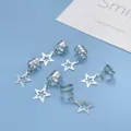Set di sei anelli per capelli a stella d'argento con polsini cavi per dreadlocks. - Clip per Dreadlock a Stella Argento (10#) / 10 Pezzi/Confezione / Argento