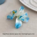 Elegant blue and white gradient orchid flower hair clip, 8cm diameter - Ink-wash Flower Hair Clip / Blue