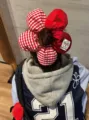 Kreatives großes rot-weiß kariertes Blumen-Haargummi im modischen Mickey-Maus-Stil - 01# Rotes Patchwork-Streifen