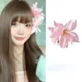 Large pink floral hair clip fairy-style pure lust aesthetic headpiece for women - Lily Flower Hair Clip / Pink